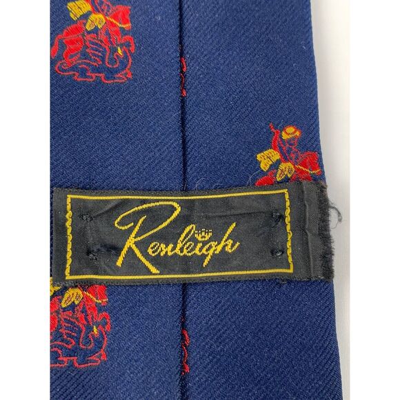 Vintage Renleigh tie Mens avy/horse embroidered 56" - Picture 2 of 5